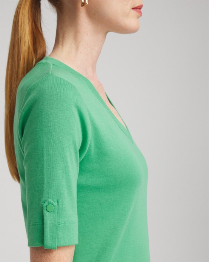 Women's Everyday V-neck Tee - GRASSY GREEN