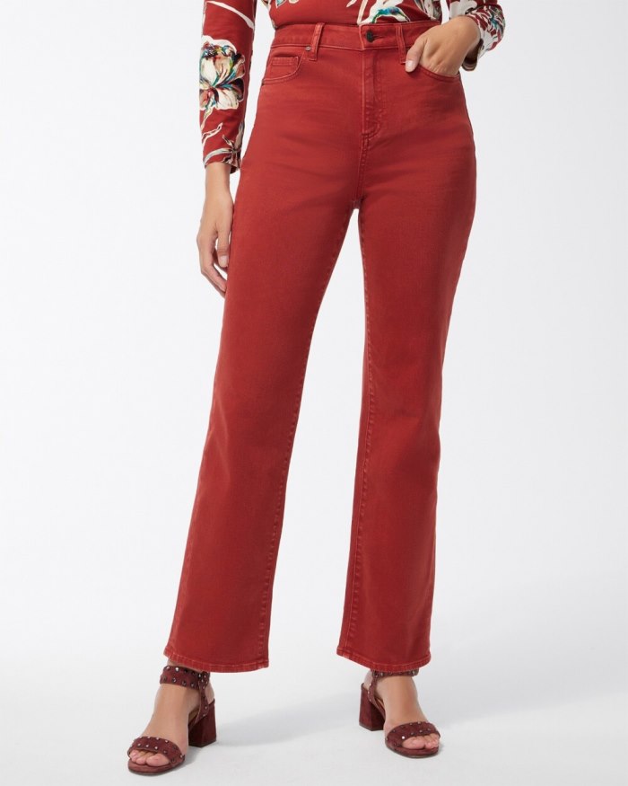 Women's High Rise Straight Leg Jeans - Smoked Paprika - Click Image to Close