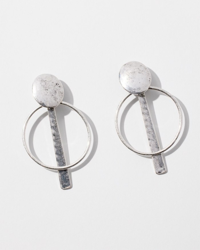 Women's Silver Tone Clip-On Drop Earrings - Silver