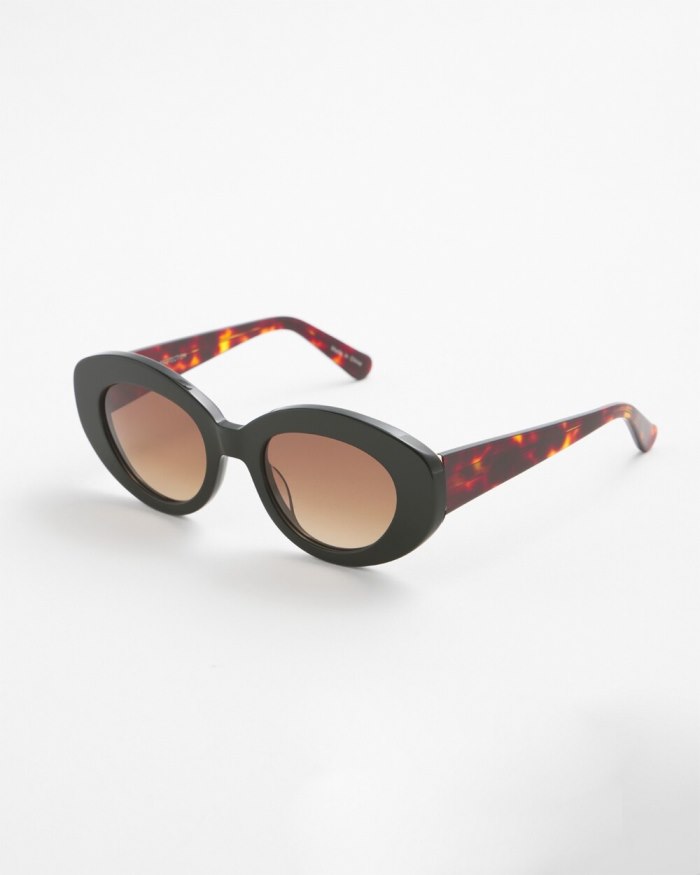 Women's Black & Tort Print Sunglasses - Black