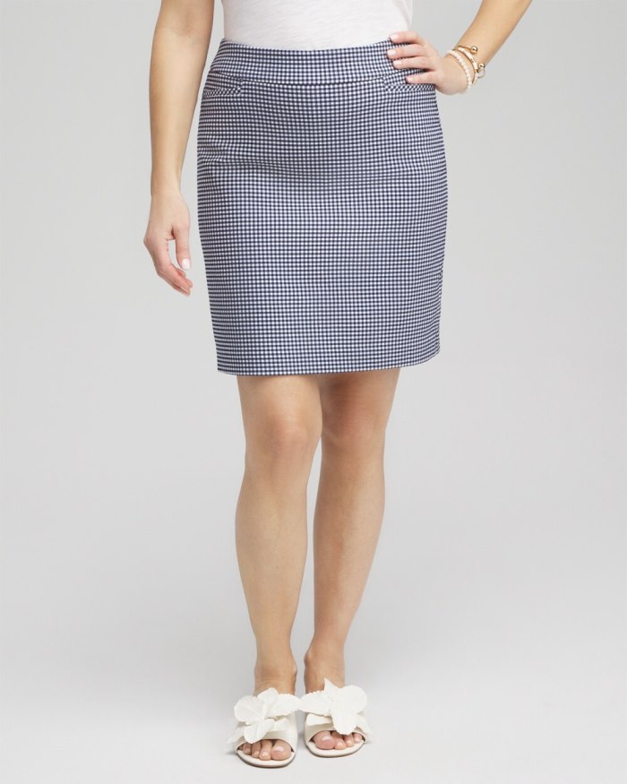 Women's Brigitte Pull-On Gingham Skort - Alabaster/Blue - Click Image to Close