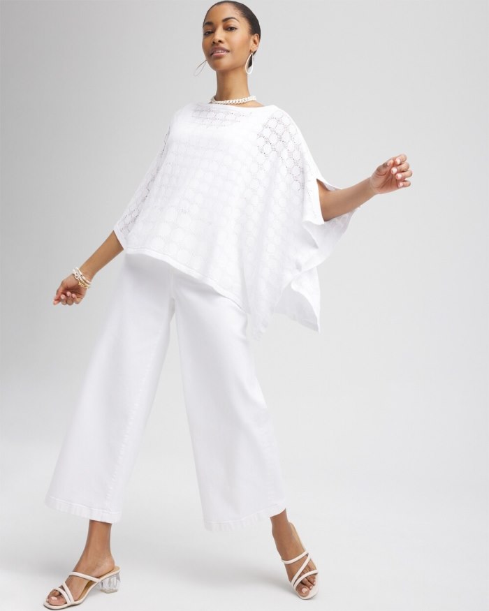 Women's Circle Knit Poncho - Alabaster