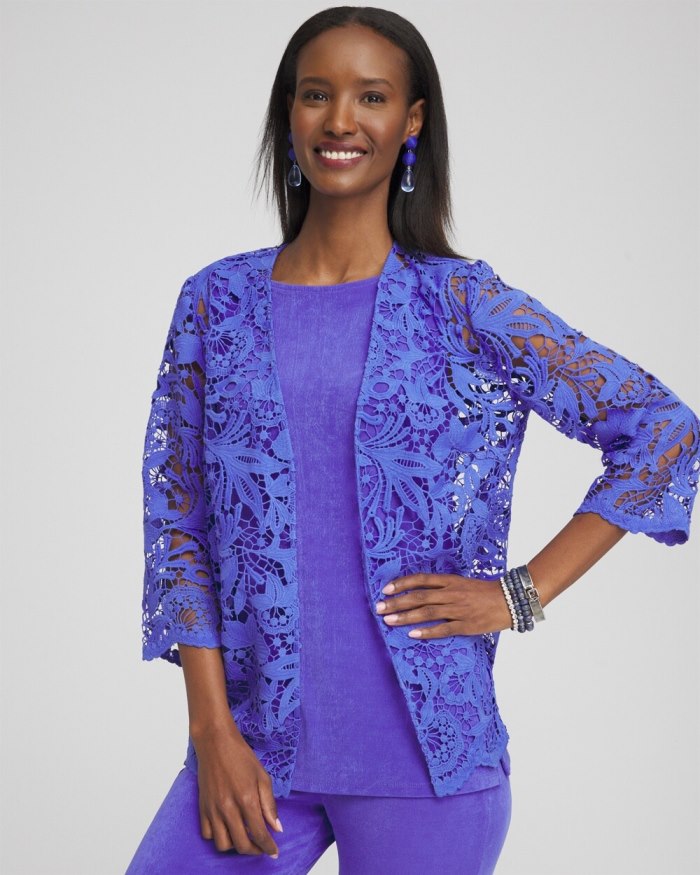 Women's Travelers Collection Lace Jacket - Purple Nightshade