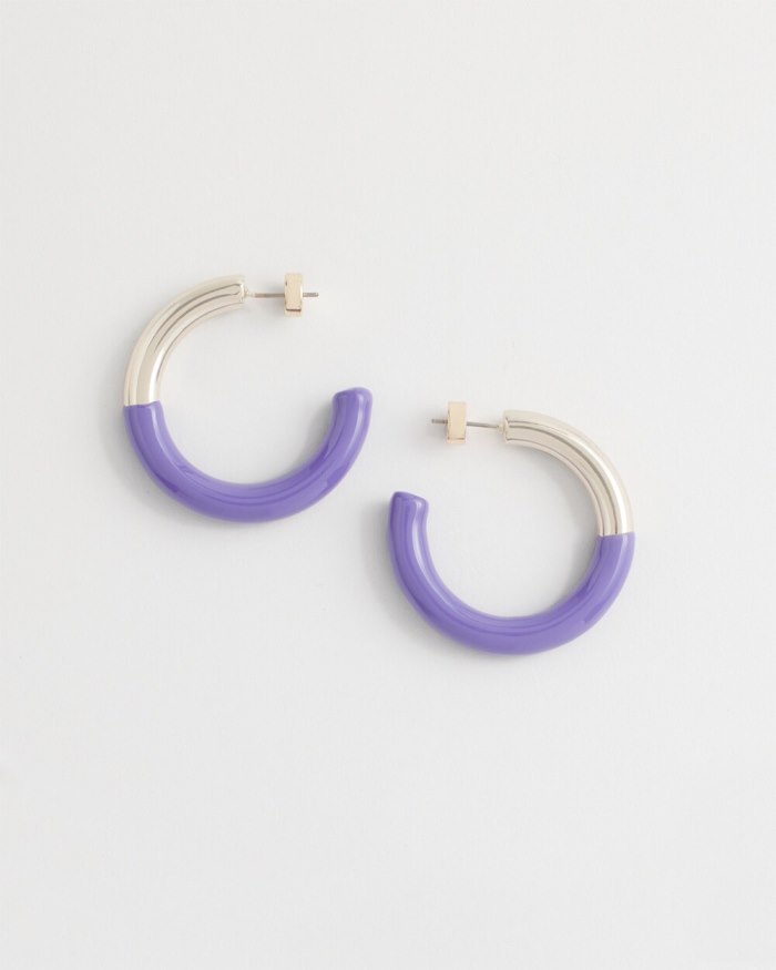 Women's No Droop Purple Dipped Hoops - Parisian Purple