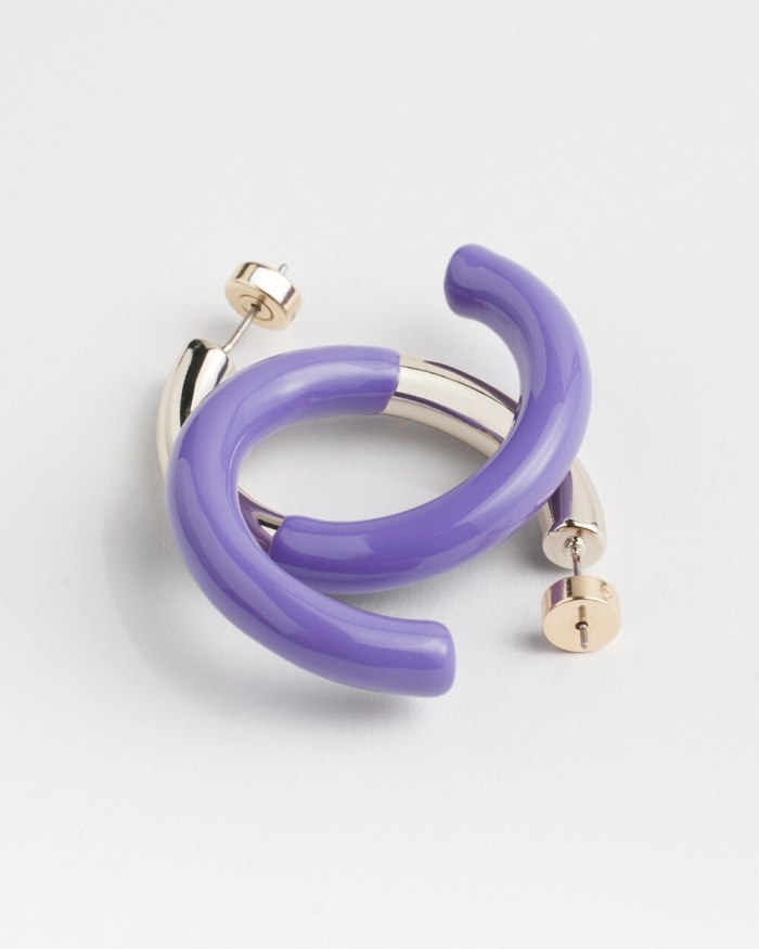 Women's No Droop Purple Dipped Hoops - Parisian Purple