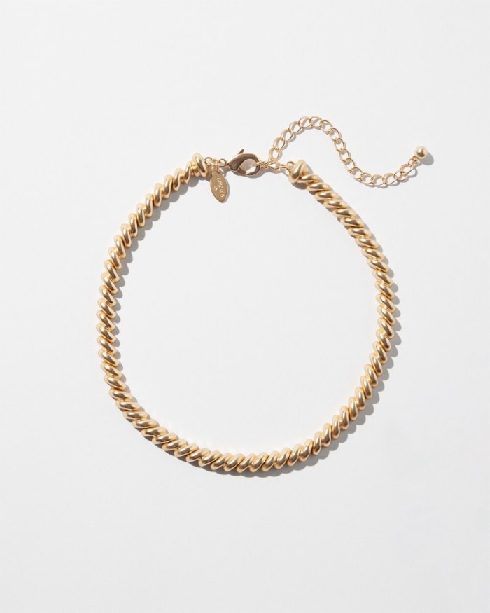 Women's Gold Tone Twist Collar Necklace - Gold