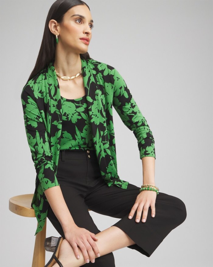 Women's Touch of Cool Floral Easy Cardigan - Verdant Green