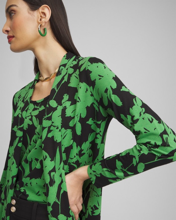 Women's Touch of Cool Floral Easy Cardigan - Verdant Green