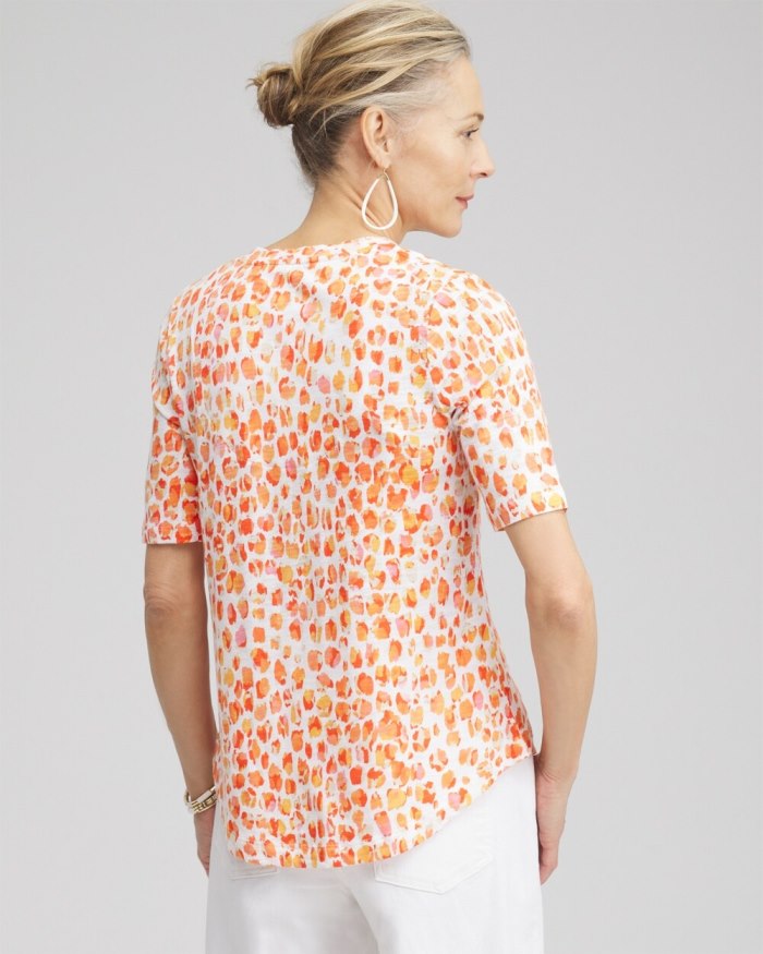 Women's Dots Elbow Sleeve A-line Tee - Nectarine