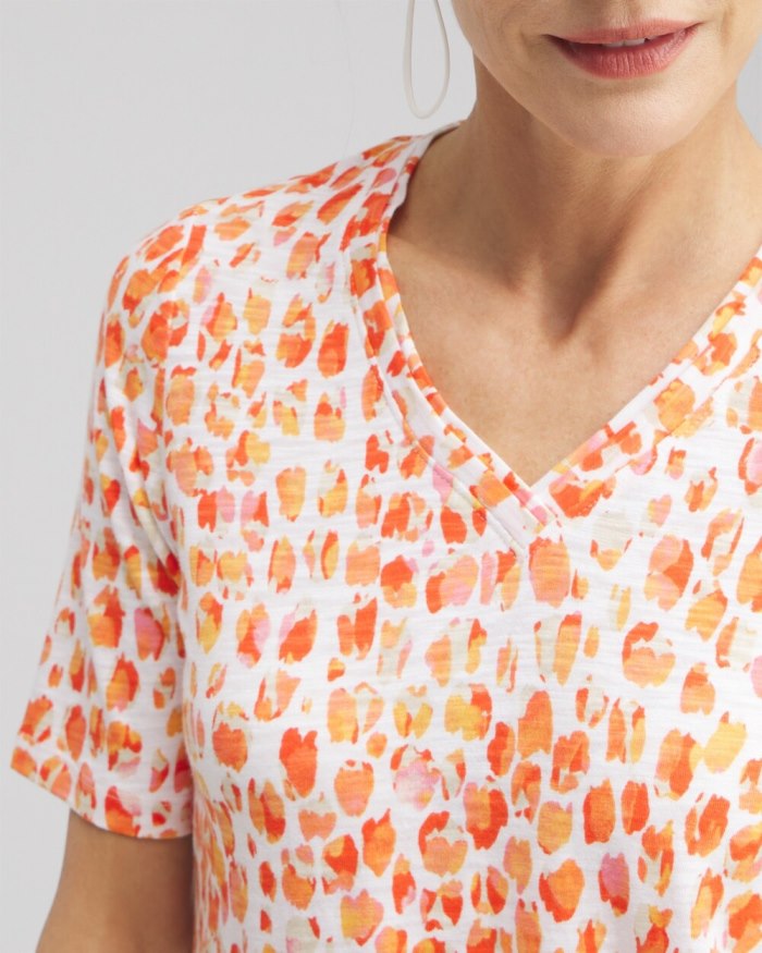 Women's Dots Elbow Sleeve A-line Tee - Nectarine