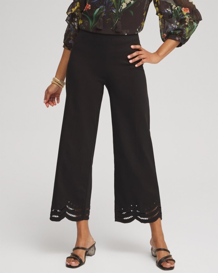 Women's Juliet Eyelet Hem Culottes - Black