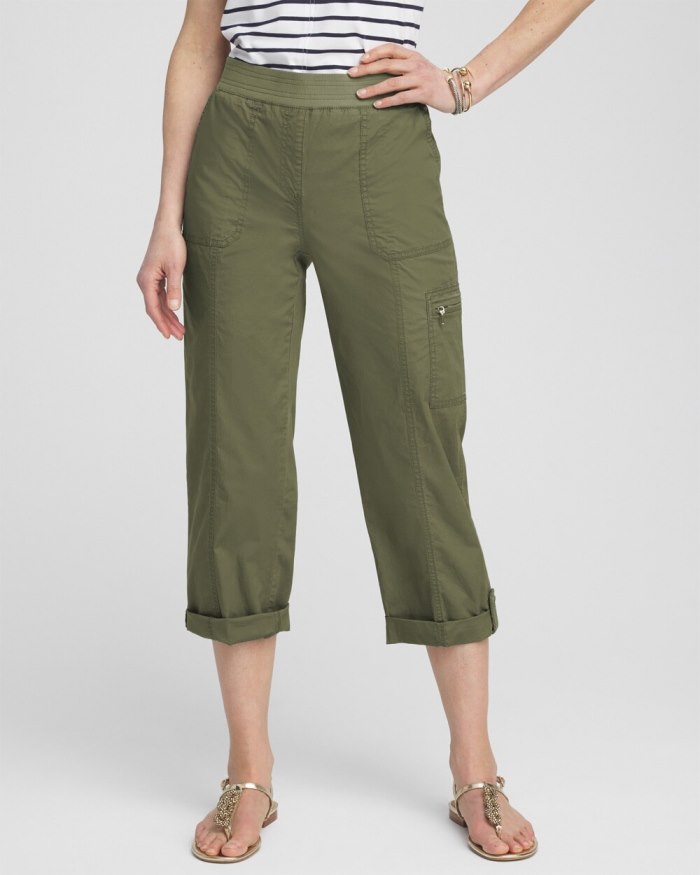 Women's Poplin Cropped Pants - SECRET MEADOW - Click Image to Close