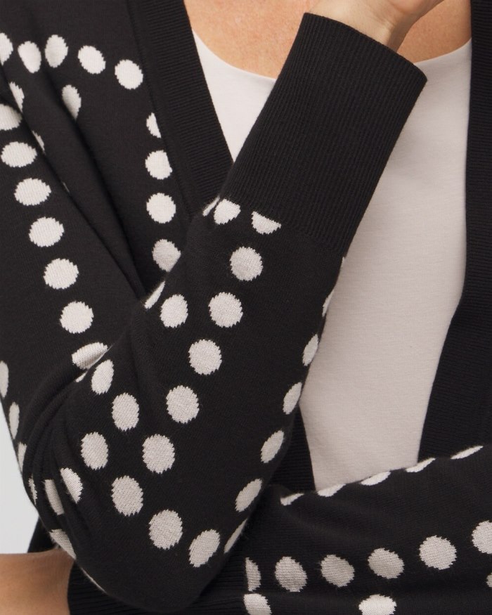 Women's Spun Rayon Jacquard Dots Cardigan - Black