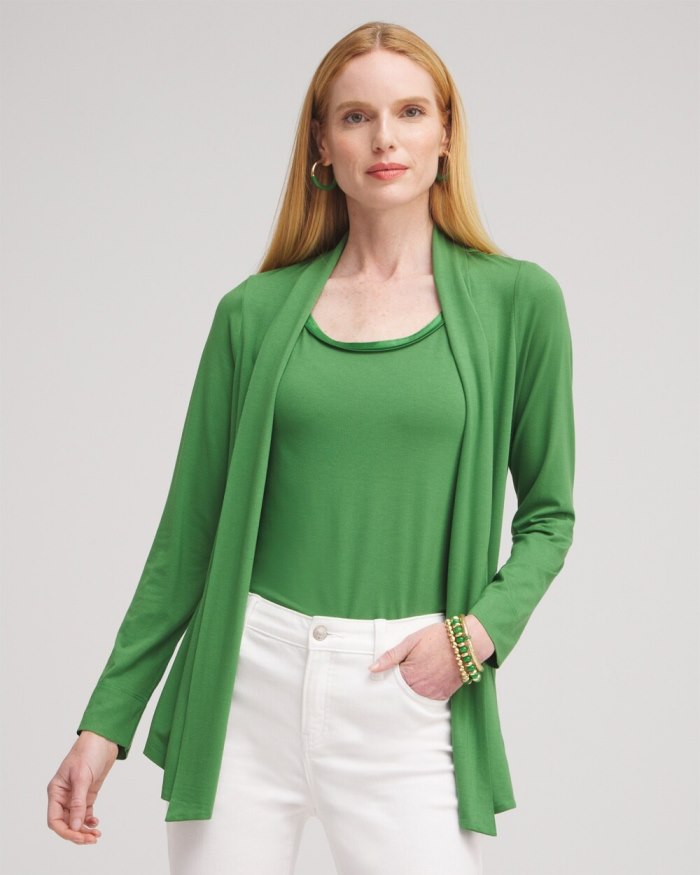 Women's Touch of Cool Easy Cardigan - Verdant Green - Click Image to Close