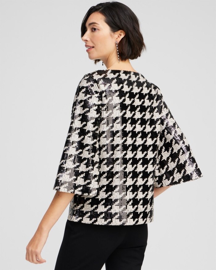 Women's Sequin Houndstooth Tee - Black