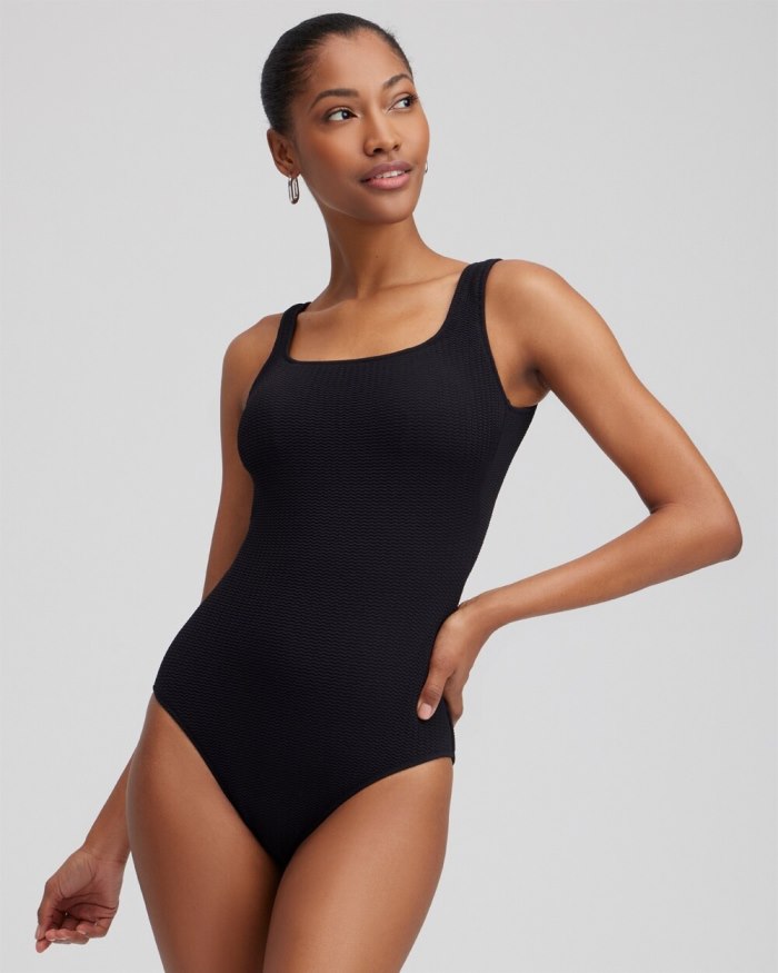 Women's Gottex Square Neck One Piece Swimsuit - Black