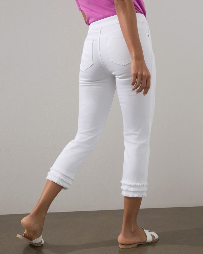 Women's No Stain Triple Fray Pull-On Capris - Alabaster