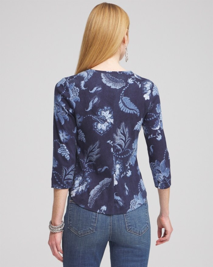 Women's Paisley Everyday 3/4 Sleeve Tee - Blue