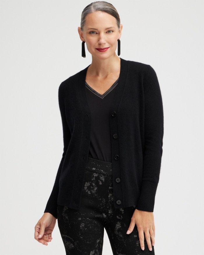 Women's Cashmere Cardigan Sweater - Black