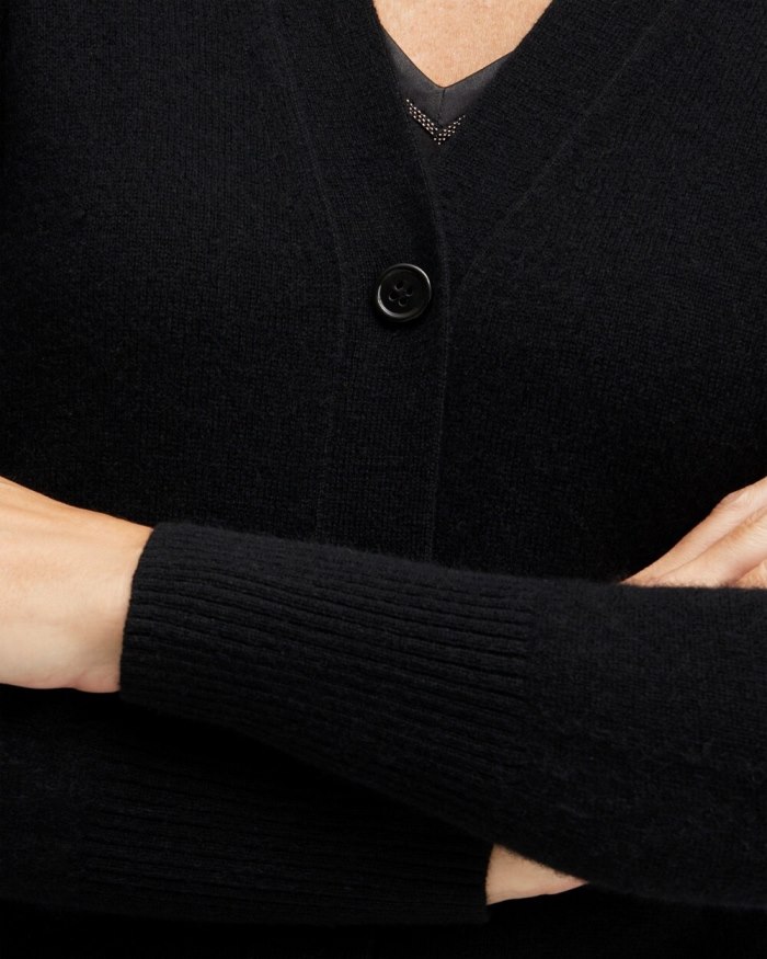 Women's Cashmere Cardigan Sweater - Black