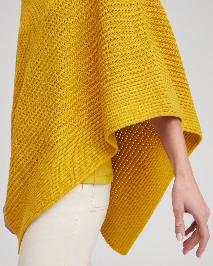 Women's Knit Triangle Poncho - Golden Hour