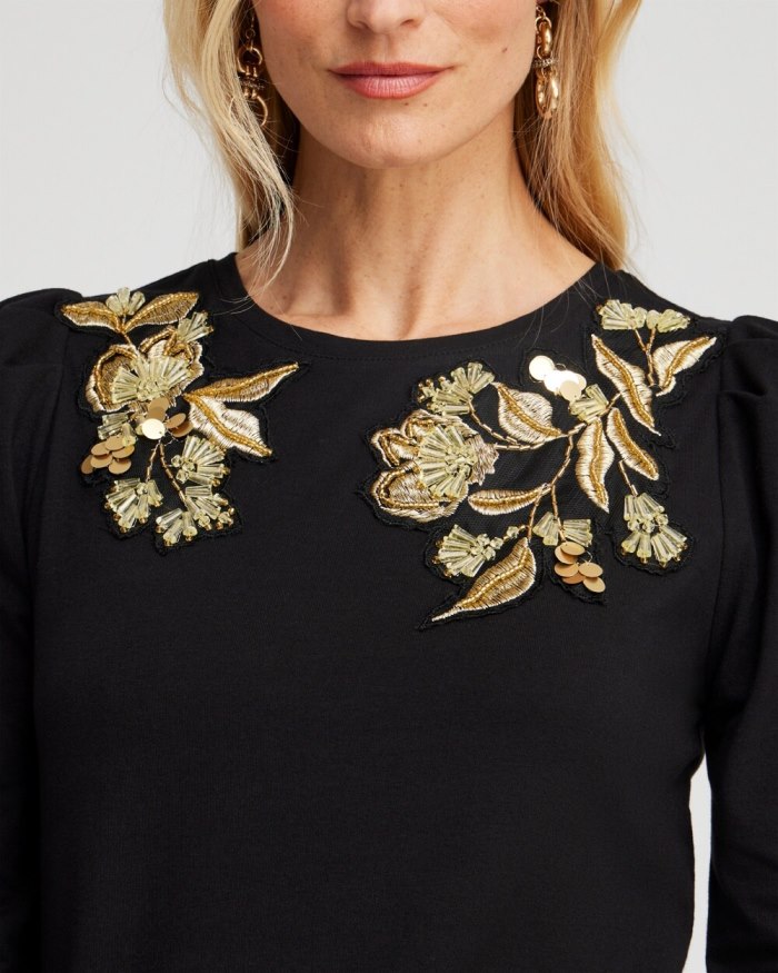 Women's Black Embellished Top - Black