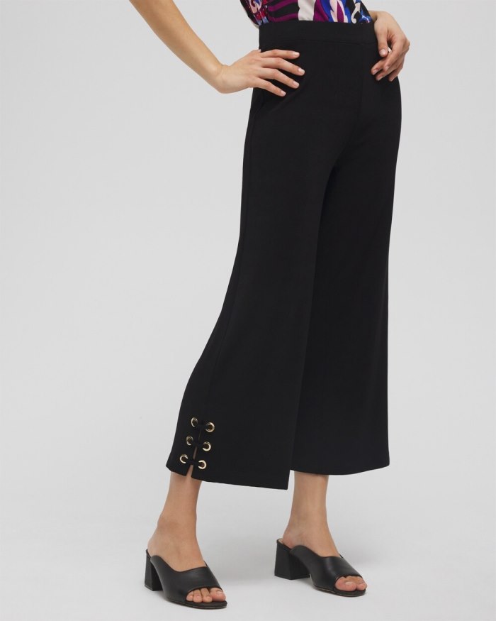 Women's Travelers Lace Up Cropped Pants - Travelers Black - Click Image to Close