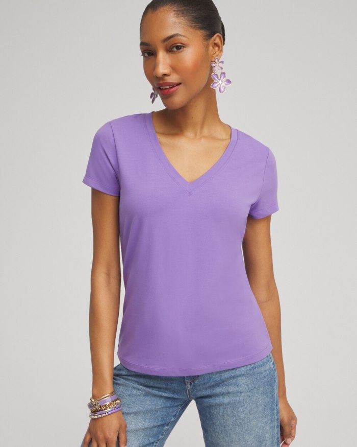 Women's V-neck Perfect Tee - Parisian Purple - Click Image to Close