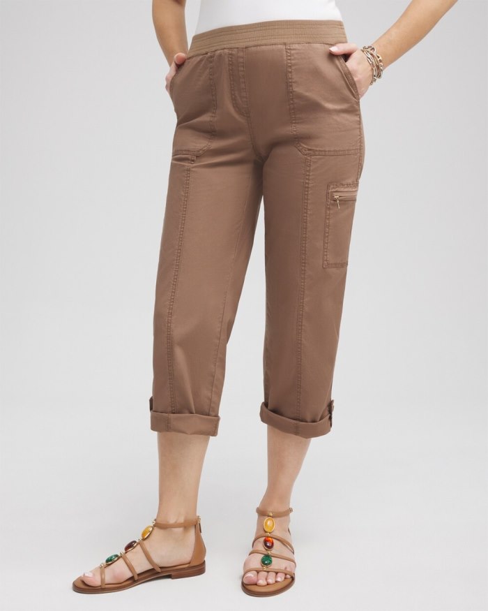 Women's Poplin Cropped Pants - Teakwood