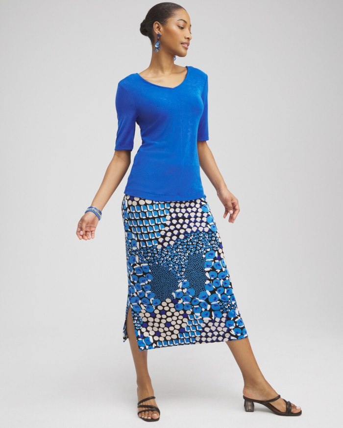 Women's Travelers Mixed Dots Midi Skirt - Intense Azure