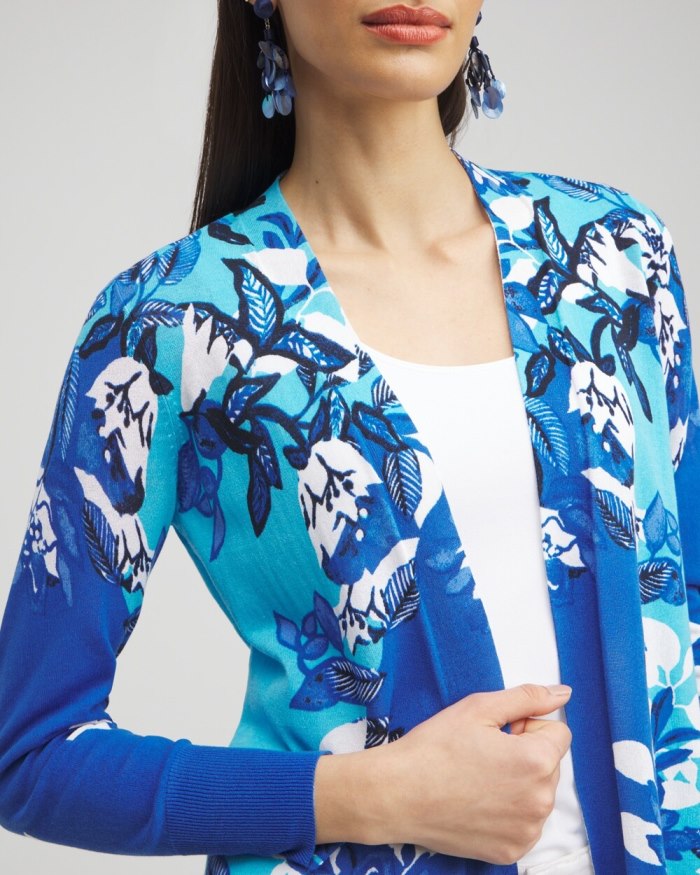 Women's Summer Romance Floral Cardigan - Intense Azure