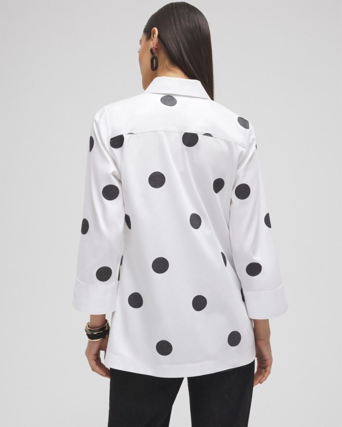 Women's No Iron Stretch Polka Dot Tunic - Optic White