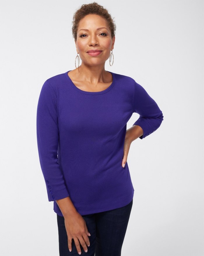 Women's Pima 3/4 Sleeve Everyday Tee - Florentia Plum