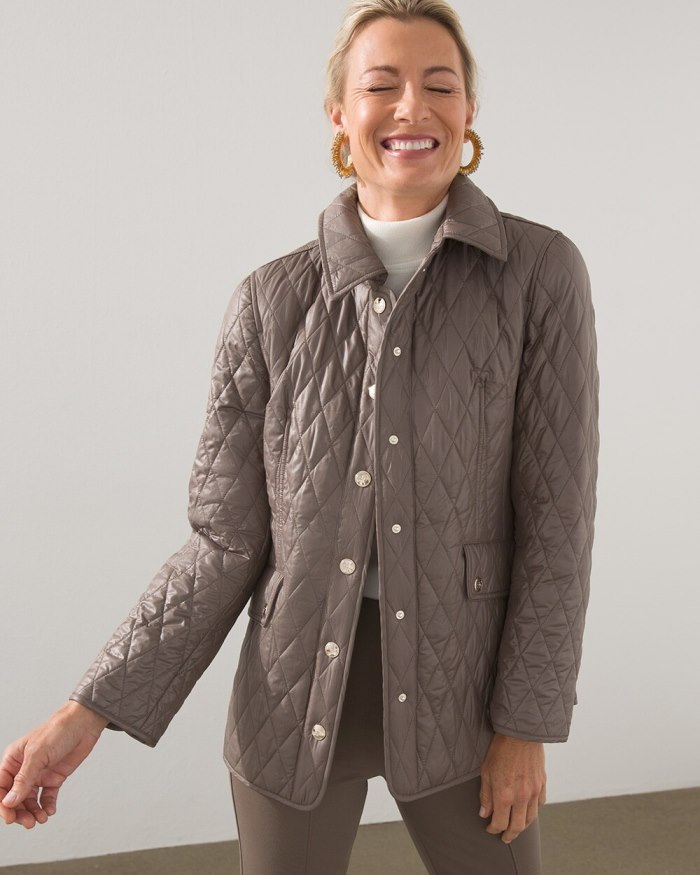 Women's Quilted Mid-Length Jacket - Champignon