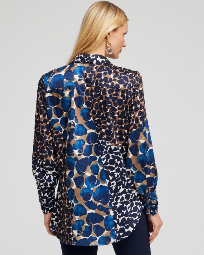 Women's Ruched Cuff Mosaic Print Tunic - Royal Blue