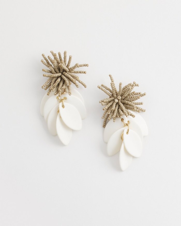 Women's No Droop White Petal Earrings - White