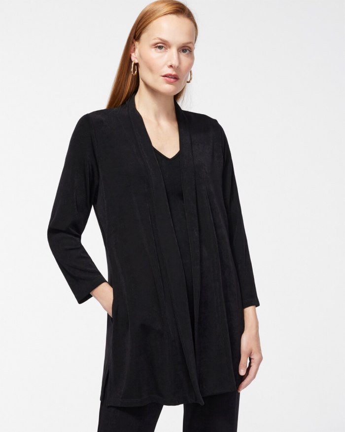 Women's Travelers Classic Long Knit Jacket - Travelers Black - Click Image to Close