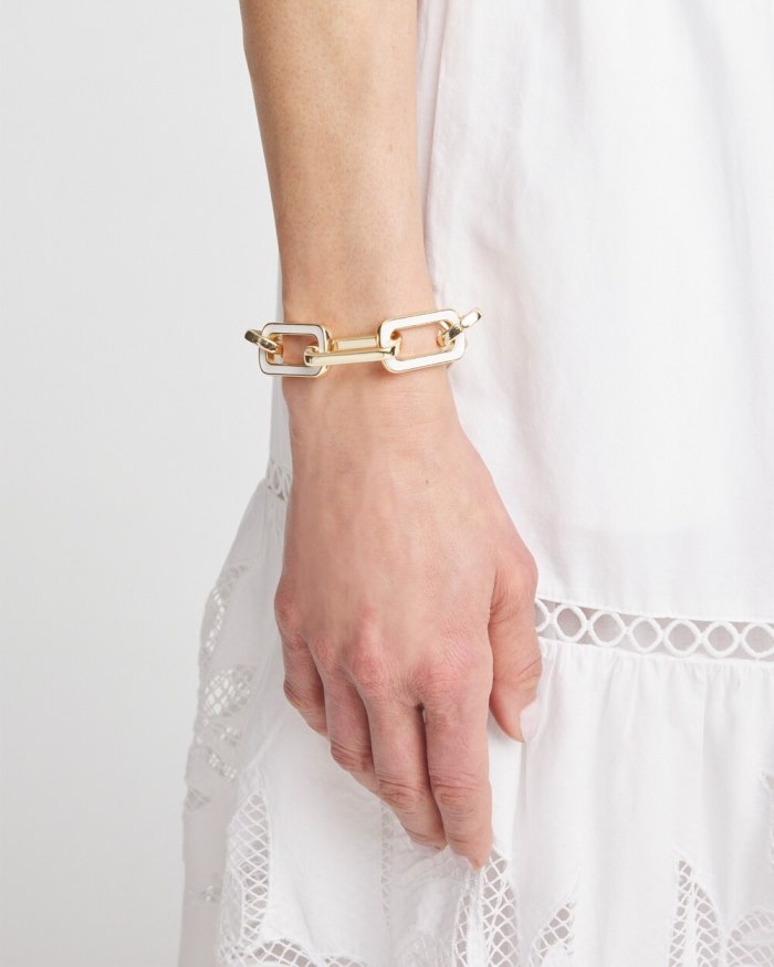 Women's Enamel Chain Bracelet - White