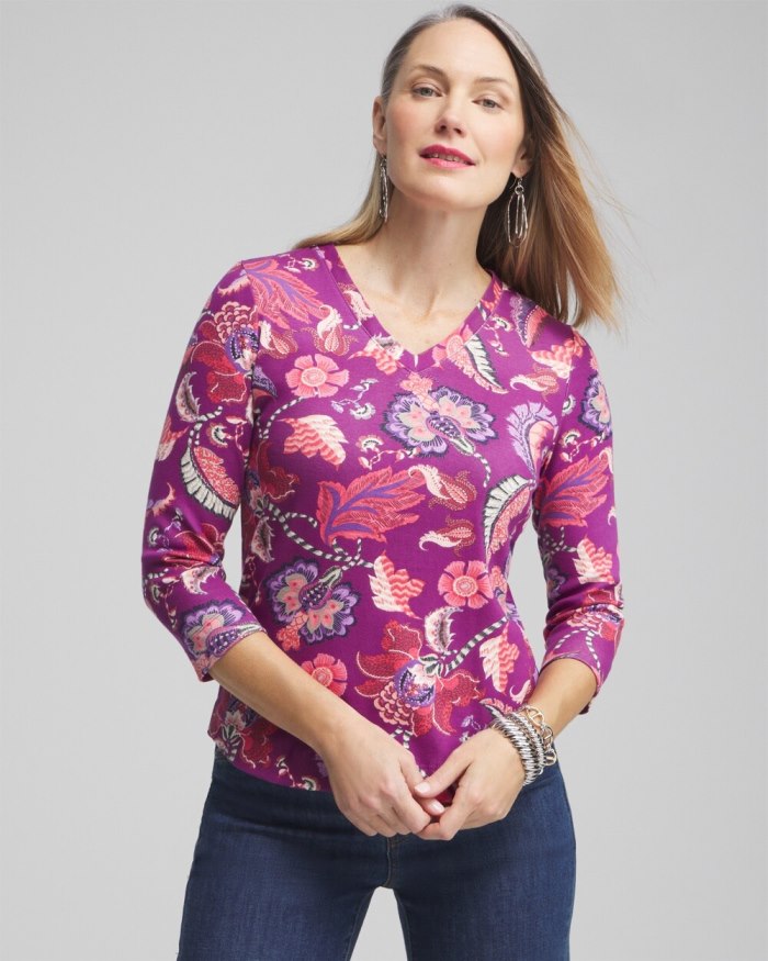 Women's Paisley Everyday 3/4 Sleeve Tee - Ginger Rose