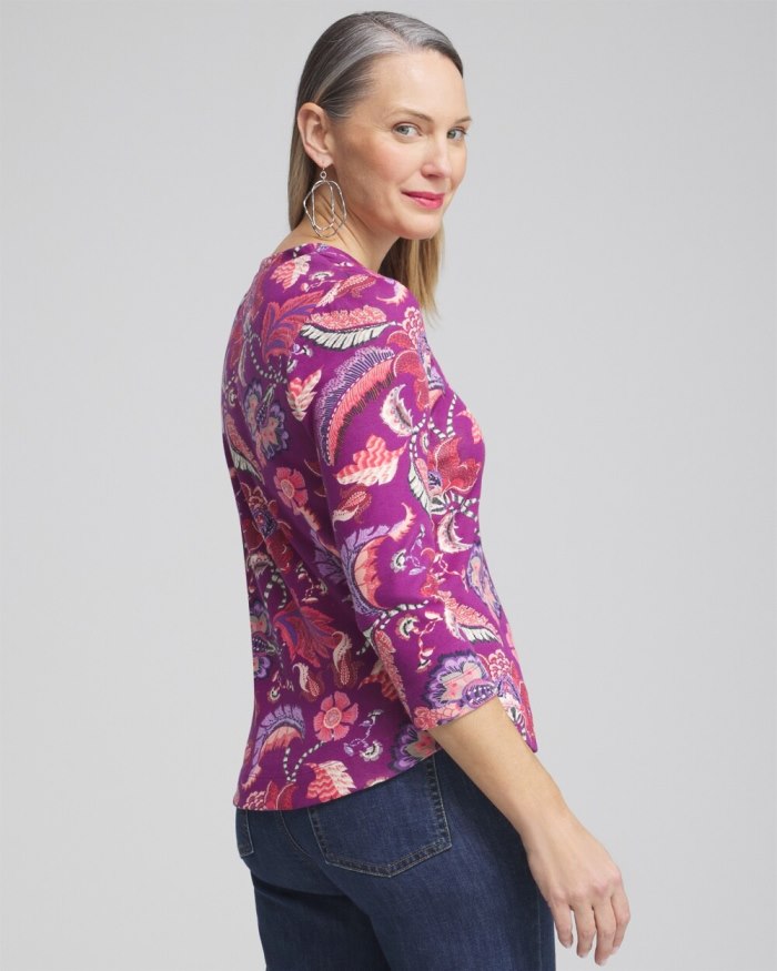 Women's Paisley Everyday 3/4 Sleeve Tee - Ginger Rose