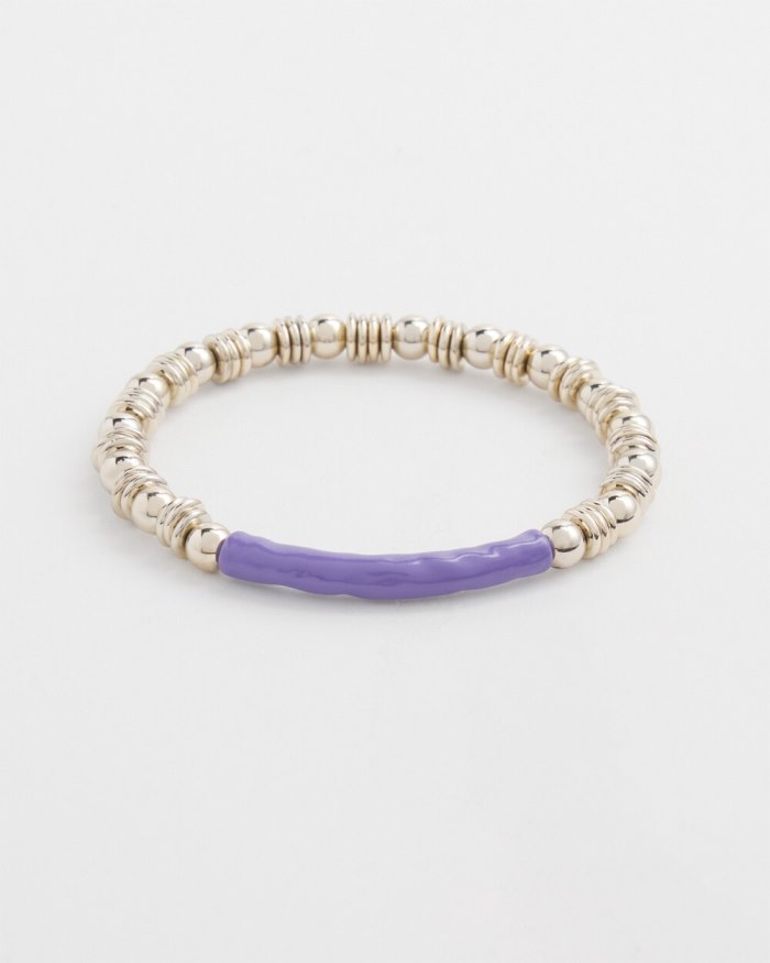 Women's Purple Enamel Bar Stretch Bracelet - Parisian Purple