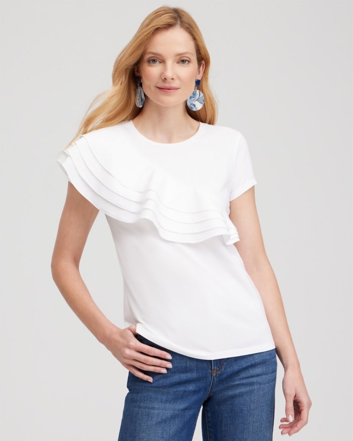 Women's Ruffle Cap Sleeve Tee - Alabaster