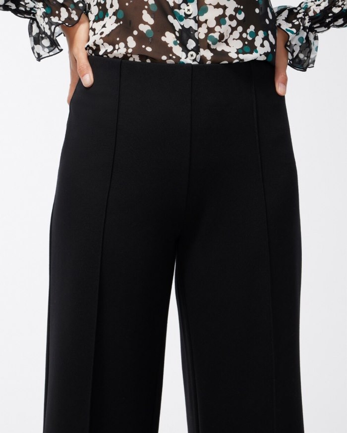 Women's Ponte Pintuck Wide Leg Ankle Pants - Chocolate Fondant