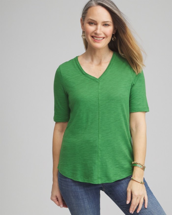 Women's Elbow Sleeve A-line Tee - Verdant Green