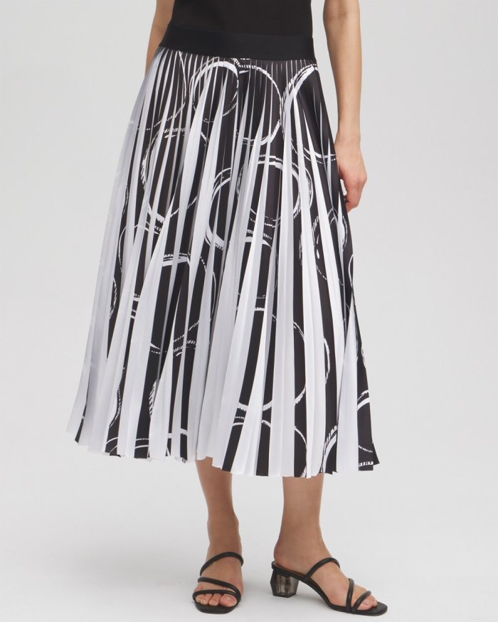 Women's Black Label Bubbles Pleated Skirt - Alabaster/Black - Click Image to Close