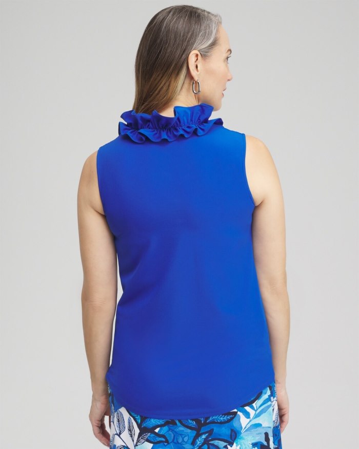 Women's Zenergy Ruffle Neck Tank - Intense Azure