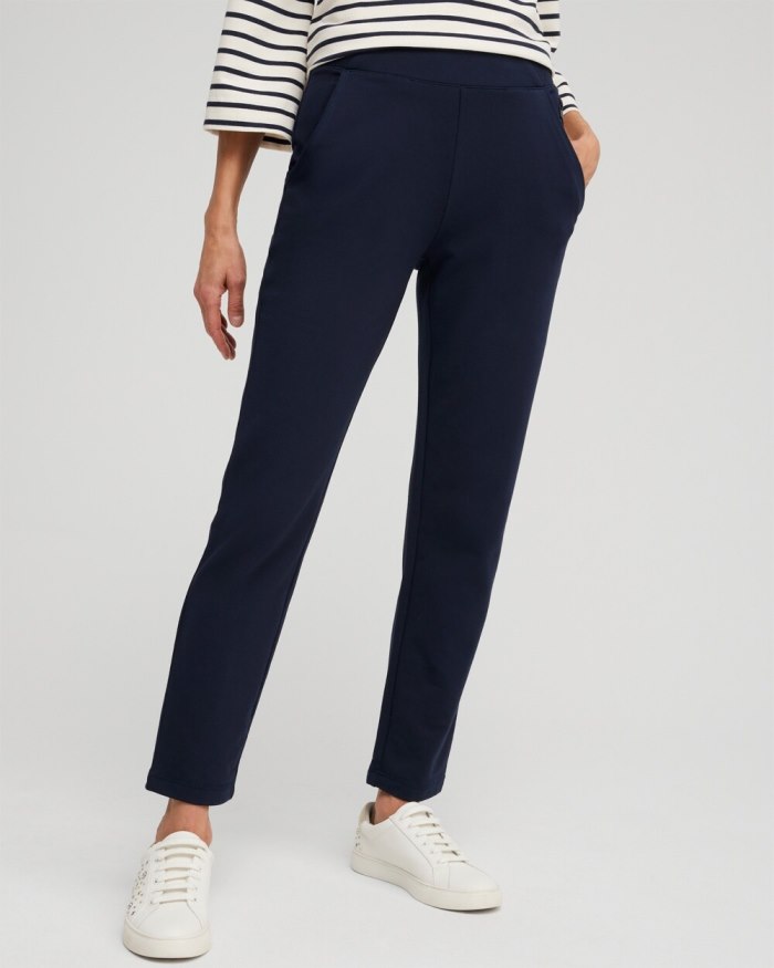 Women's Zenergy French Terry Ankle Pants - Classic Navy - Click Image to Close