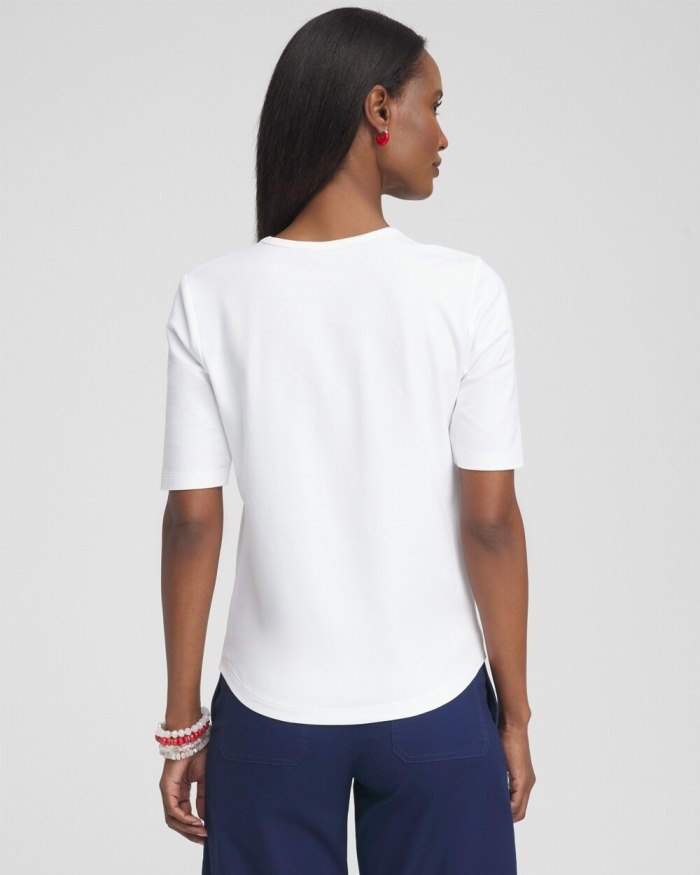 Women's Embellished Flag Tee - Alabaster