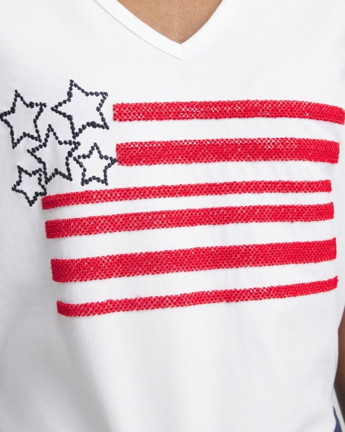 Women's Embellished Flag Tee - Alabaster