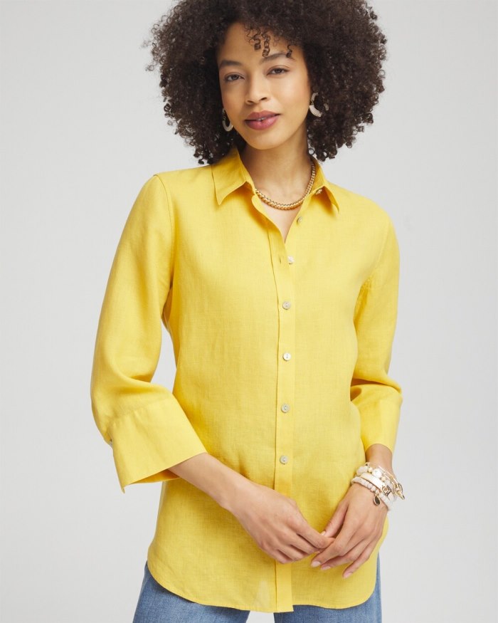 Women's No Iron 3/4 Sleeve Shirt - Sol Yellow